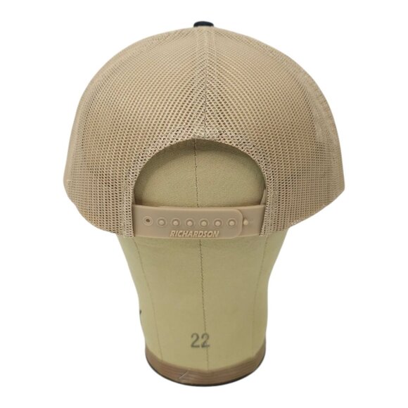 Richardson Blue Gold Embroidered T Logo Mesh Snapback Cap Trucker Baseball Hat - Picture 4 of 13